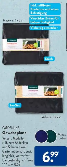 Aldi Süd GARDENLINE Gewebeplane Angebot