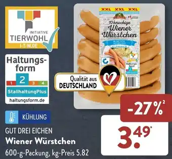 Aldi Süd GUT DREI EICHEN Wiener Würstchen 600-g-Packung Angebot