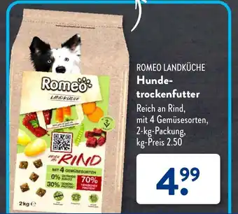 Aldi Süd ROMEO LANDKÜCHE Hundetrockenfutter 2-kg-Packung Angebot