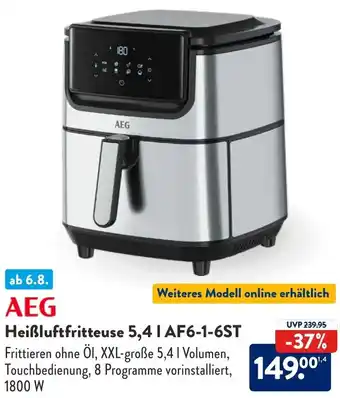 Aldi Süd AEG Heißluftfritteuse 5,4 I AF6-1-6ST Angebot