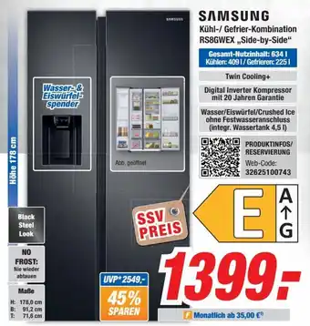 Expert Bening SAMSUNG Kühl-/Gefrier-Kombination RS8GWEX ,,Side-by-Side" Angebot