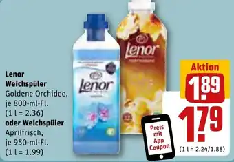 REWE Lenor Weichspüler Goldene Orchidee 800-ml-Fl. oder Weichspüler Aprilfrisch 950-ml-Fl. Angebot