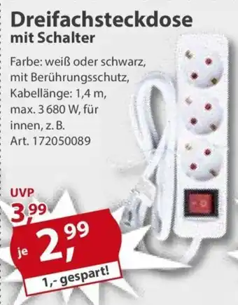 Sonderpreis Baumarkt Dreifachsteckdose mit Schalter Angebot