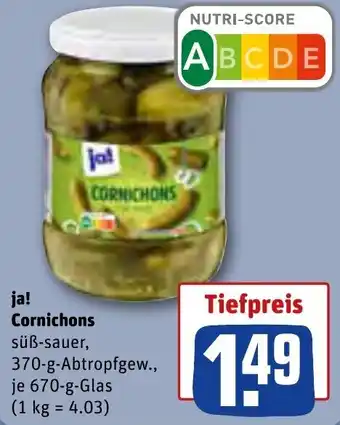 REWE ja! Cornichons 670-g-Glas Angebot