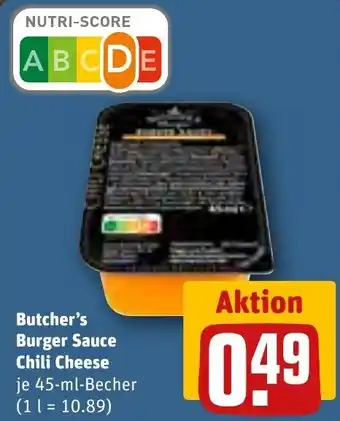 REWE Butcher's Burger Sauce Chili Cheese 45-ml-Becher Angebot