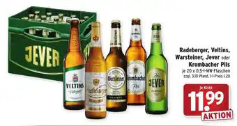 Wasgau Radeberger, Veltins, Warsteiner, Jever oder Krombacher Pils 20x0,5L Angebot