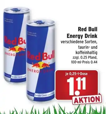 Wasgau Red Bull Energy Drink 0,25L Dose Angebot