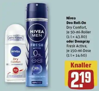 REWE Nivea Deo Roll-On 50-ml-Roller oder Deospray 150-ml-Dose Angebot