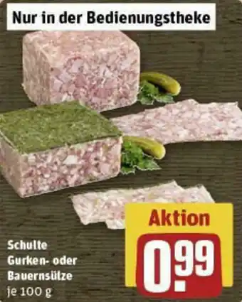 REWE Schulte Gurken- oder Bauernsütze 100 g Angebot