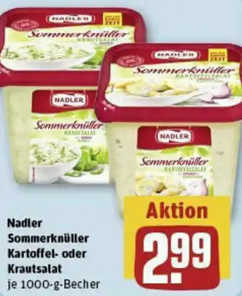 REWE Nadler Sommerknüller Kartoffel- oder Krautsalat 1000-g-Becher Angebot