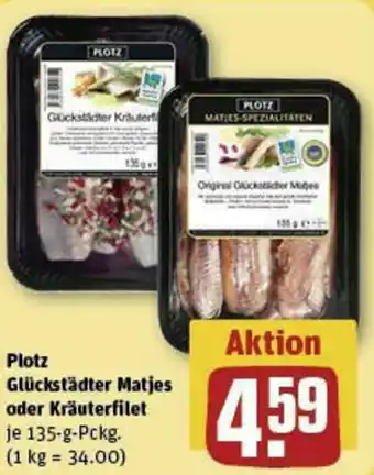 REWE Plotz Glückstädter Matjes oder Kräuterfilet 135-g-Pckg. Angebot