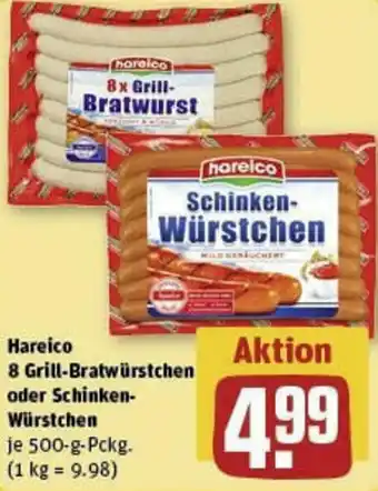 REWE Hareico 8 Grill-Bratwürstchen oder Schinken-Würstchen 500-g-Pckg. Angebot