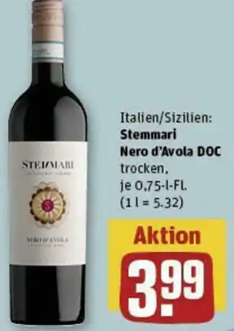 REWE Stemmari Nero d'Avola DOC 0,75 L-Fl. Angebot