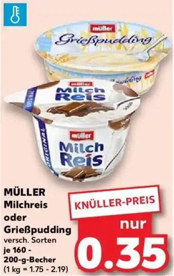 Kaufland MÜLLER Milchreis oder Grießpudding 160-200-g-Becher Angebot