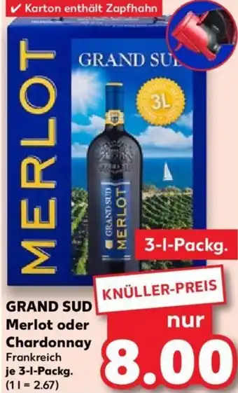 Kaufland GRAND SUD Merlot oder Chardonnay 3-L-Packg. Angebot