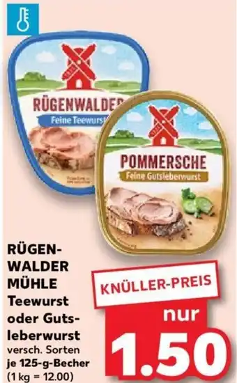 Kaufland RÜGENWALDER MÜHLE Teewurst oder Gutsleberwurst 125-g-Becher Angebot