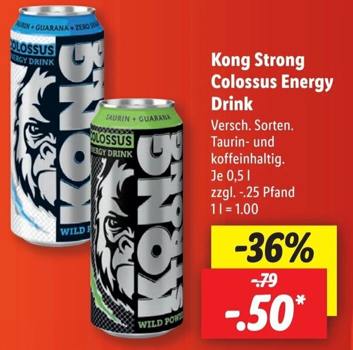 Kong Strong Colossus Energy Drink 0,5 L Angebot bei Lidl