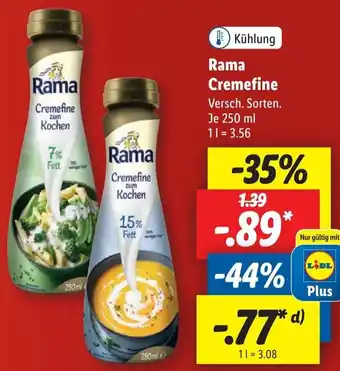 Lidl Rama Cremefine 250 ml Angebot