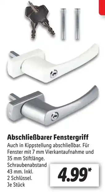 Lidl Abschließbarer Fenstergriff Angebot