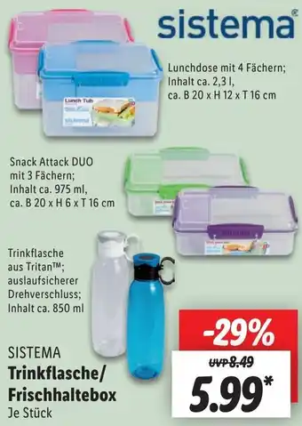 Lidl SISTEMA Trinkflasche/ Frischhaltebox Angebot