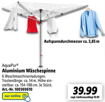 Lidl AquaPur Aluminium Wäschespinne Angebot