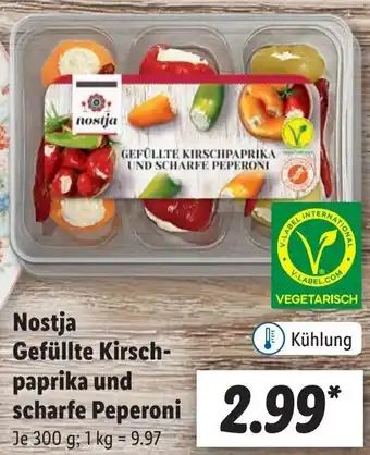 Lidl Nostja Gefüllte Kirschpaprika und scharfe Peperoni 300 g Angebot