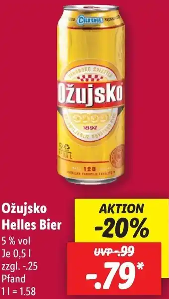 Lidl Ožujsko Helles Bier 0,5 L Angebot