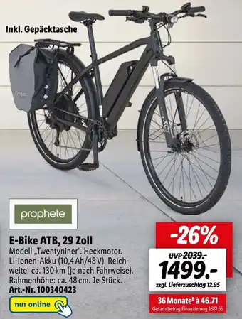 Lidl prophete E-Bike ATB, 29 Zoll Angebot