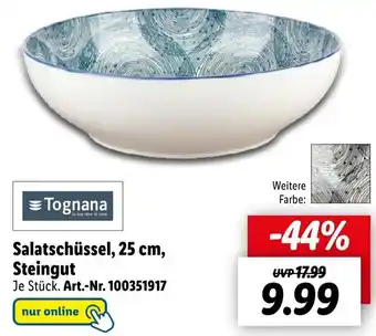 Lidl Tognana Salatschüssel, 25 cm, Steingut Angebot