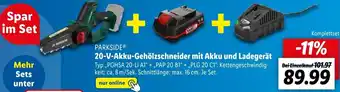 Lidl PARKSIDE 20-V-Akku-Gehölzschneider mit Akku und Ladegerät Angebot