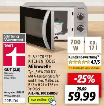 Lidl SILVERCRESTⓇ KITCHEN TOOLS Mikrowelle ,,SMW 700 D3" Angebot