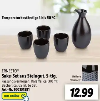 Lidl ERNESTOⓇ Sake-Set aus Steingut, 5-tlg. Angebot