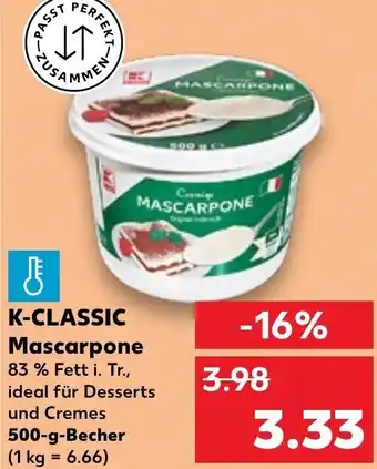 Kaufland K-CLASSIC Mascarpone 500-g-Becher Angebot