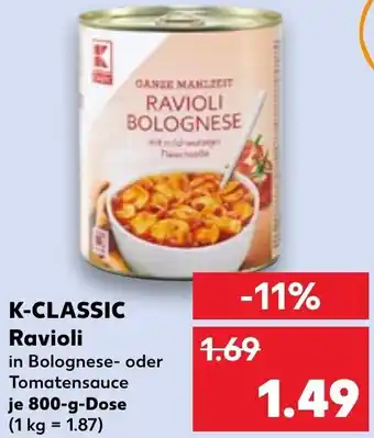 Kaufland K-CLASSIC Ravioli 800 g Dose Angebot