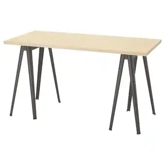 IKEA Mittcirkel / närspel schreibtisch glänzende kiefernachbildung/dunkelgrau Angebot