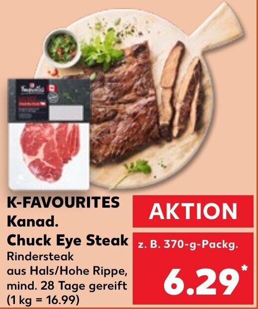 KFAVOURITES Kanad. Chuck Eye Steak 370gPackg. Angebot bei Kaufland