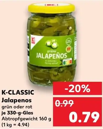 Kaufland K-CLASSIC Jalapenos 330 g Glas Angebot