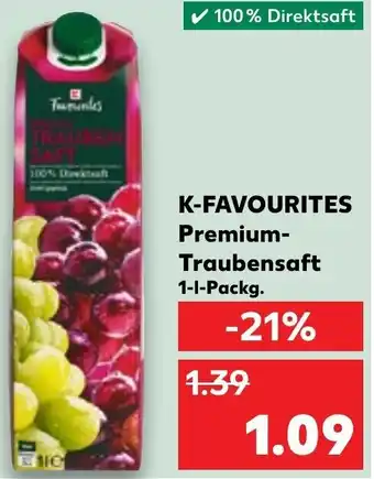 Kaufland K-FAVOURITES Premium-Traubensaft 1-L-Packg. Angebot