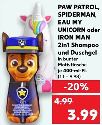 Kaufland PAW PATROL, SPIDERMAN, EAU MY UNICORN oder IRON MAN 2in1 Shampoo und Duschgel 400 ml Fl. Angebot