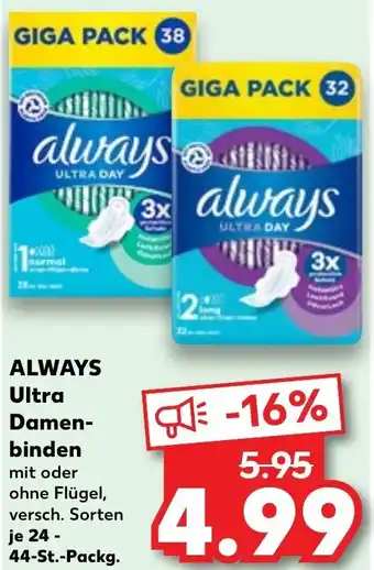 Kaufland ALWAYS Ultra Damenbinden 24-44 St. Packg. Angebot