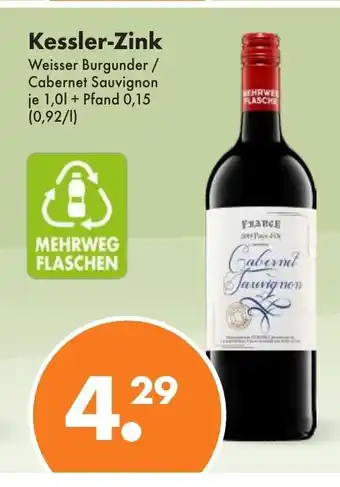 Trink und Spare Kessler-Zink Weisser Burgunder / Cabernet Sauvignon je 1,0l Angebot