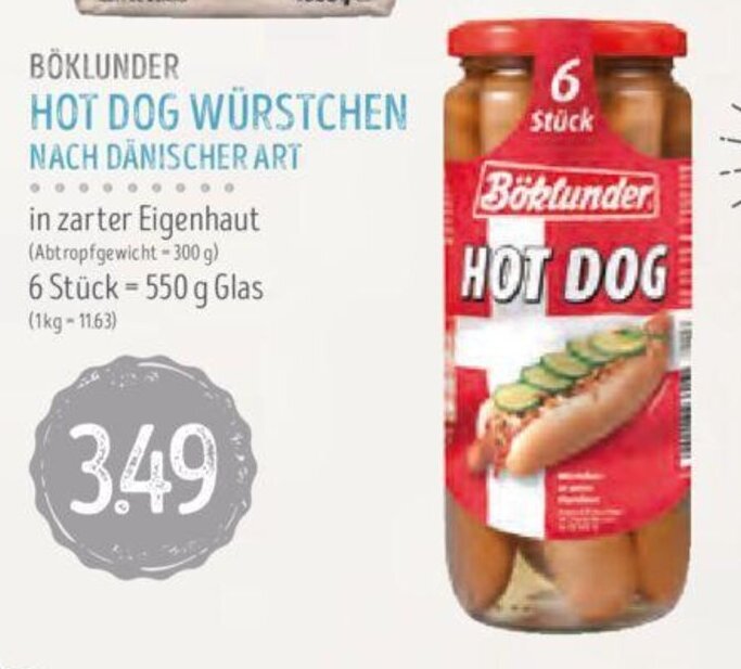 BÖKLUNDER HOT DOG WÜRSTCHEN NACH DÄNISCHER ART 550g Angebot bei Edeka