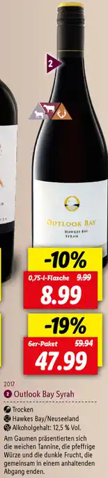 Lidl 2017 Outlook Bay Syrah 0,75L Angebot