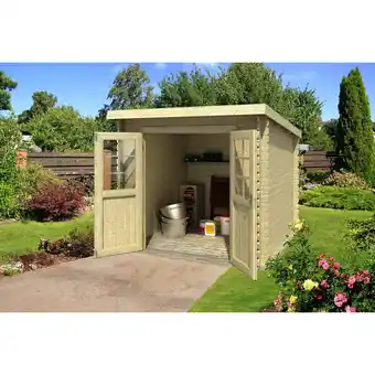 Hagebau Blockbohlenhaus indi 230, bxt: 250 x 268,7 cm (außenmaße), wandstärke: 28 mm Angebot