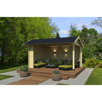 Hagebau Blockbohlenhaus san diego, bxt: 465 x 389 cm (außenmaße), wandstärke: 34 mm Angebot