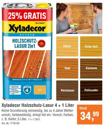 team baucenter Xyladecor Holzschutz-Lasur 4 + 1 Liter Angebot