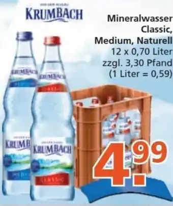 Getränke City KRUMBACH Mineralwasser Classic, Medium, Naturell 12 x 0,70 Liter Angebot