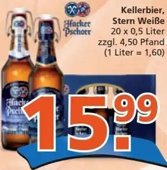 Getränke City Hacker Pschorr Kellerbier, Stern Weiße 20 x 0,5 Liter Angebot