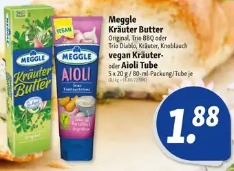 Nah & Frisch Meggle Kräuter Butter, vegan Kräuter oder Aioli Tube 5 x 20 g/80-ml-Packung/Tube Angebot