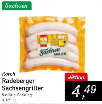 KONSUM Korch Radeberger Sachsengriller 5 x 90-g-Packung Angebot